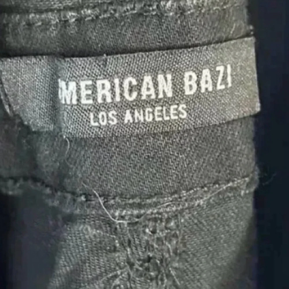 2/$30 American Bazi Size Small Bib Overalls Women Black Distressed Denim Jean